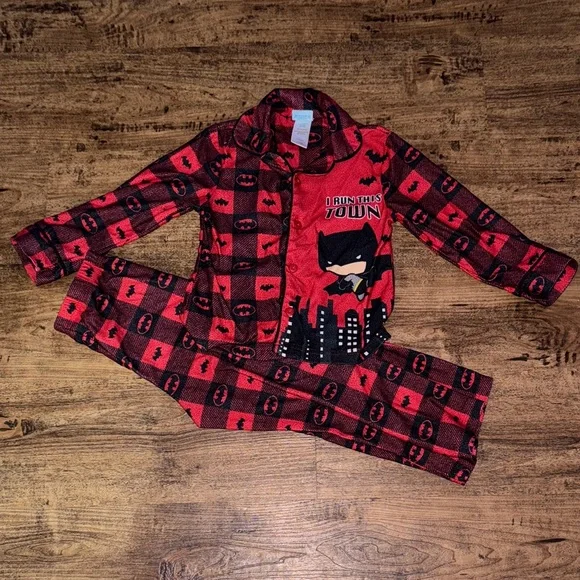 Batman Red and Black Kids Pajamas - Picture 1 of 4